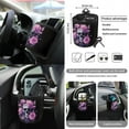 thumbnail image 5 of Renewold Skull Flower Butterfly 15 PCS Car Seat Covers Set for Women, with Steering Wheel Rear View Mirror Cover Seat Belt Pads Trash Bin Sunglass Pocket Coasters Key Chain Car Accessories, 5 of 7
