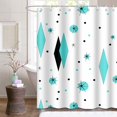 thumbnail image 2 of Shower Curtain Waterproof Polyester Fabric 72 x 72 inches Customizable Retro Turquoise Diamonds Starbursts Color Mid Century Modern Set with Hooks Decorative Bathroom Curtains, 2 of 6