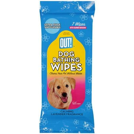Out!: 9" X 9" Dog Bathing Wipes, 7 ct