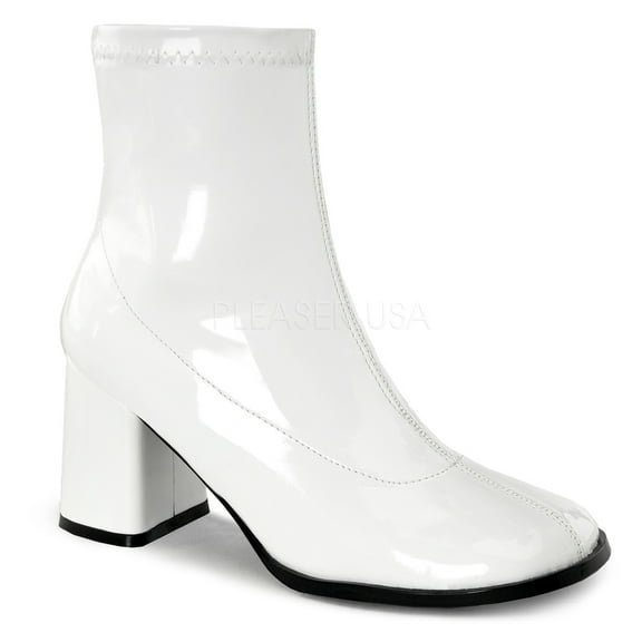 Womens White Patent Ankle Length Go Go Boots size 8
