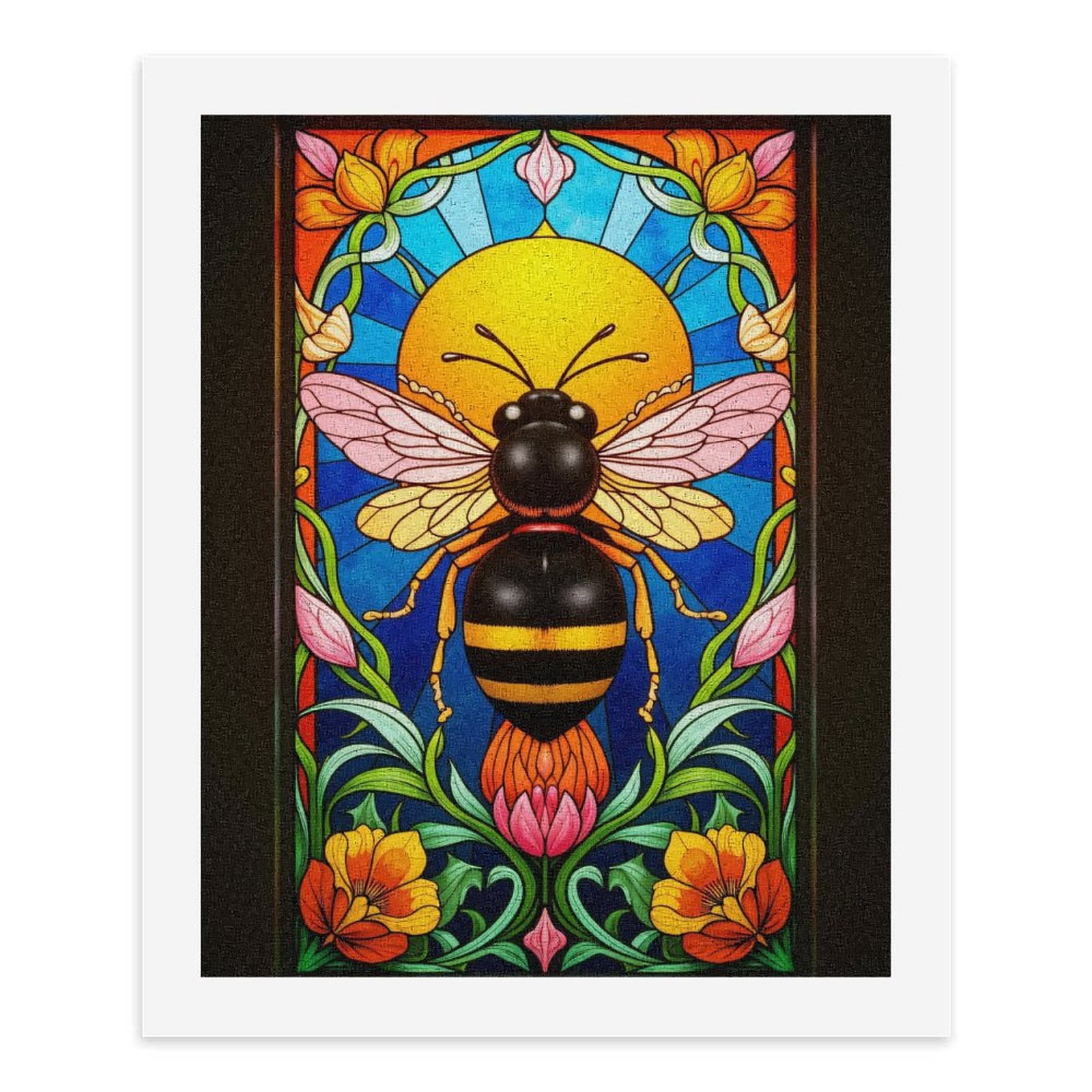 Paint By Numbers Kit for Adults Beginner - DIY Colorful Bee Stained Glass Art Deco Canvas Painting Kits for Adults, Frameless Paint By Number for Adults for Home Wall Decor 16x20 Inch