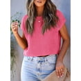 thumbnail image 5 of Women'S Summer Cropped Sweater Vest Trendy Cap Sleeve Crop Tops Crew Neck Loose Knit Tank Top Rose Red XL, 5 of 7