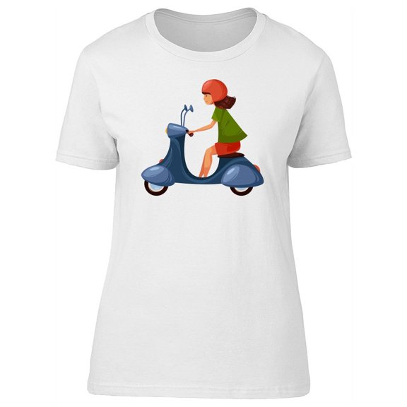 Cute Girl On A Scooter T-Shirt Women -Image by Shutterstock, Female Large