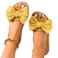 thumbnail image 6 of Bow Accent Espadrille Slide Sandals, Women's Bowknot Raffia Decor Flat Sandals, Round Toe Slip-On Summer Shoes, Fashion Comfortable Ladies Beach Shoes, Lightweight Women Sandals Vacation, Orange 7.5, 6 of 7
