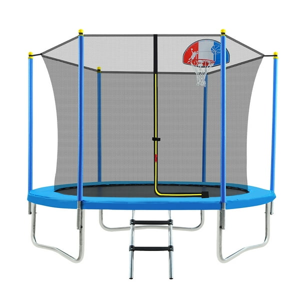 1 Pc Fitness Trampoline Children Trampoline With Safety Enclosure Net Blue Walmart Com Walmart Com