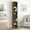 thumbnail image 2 of PORKISS 8-Tier Bookshelf, Wood Open Display Bookshelf with Adjustable Shelves, Tall Narrow Bookcase with Slim Storage, Modern Book Display Shelf Media Tower Rack for Living Room, Home Office, Walnut, 2 of 11