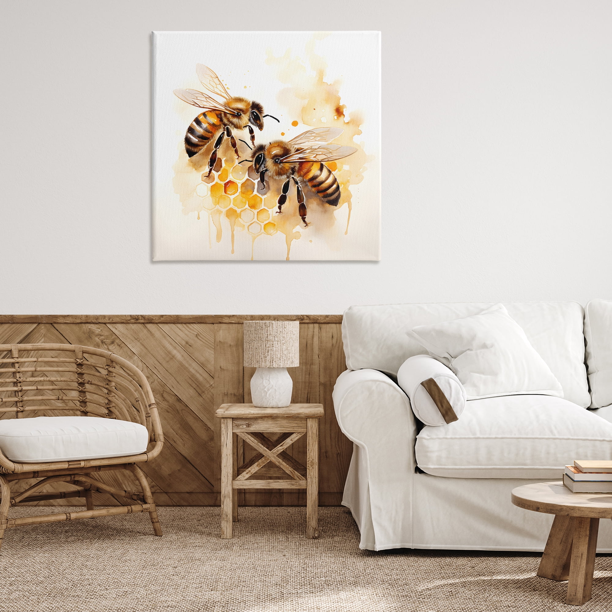 Stupell Industries Bee Talk Pair Animals & Insects Painting Gallery Wrapped Canvas Art Print Wall Art, 36 x 36