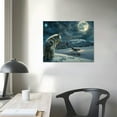 thumbnail image 4 of Nawypu Wild Animals Canvas Wolf Wall Art Snow Night Moon Wolf Starry Sky Picture Posters Home Wall Decor for Living Room Dining Room Office Modern Artwork Framed Arctic Wolves Paintings, 4 of 5