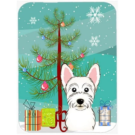 

Christmas Tree And Westie Glass Cutting Board Large
