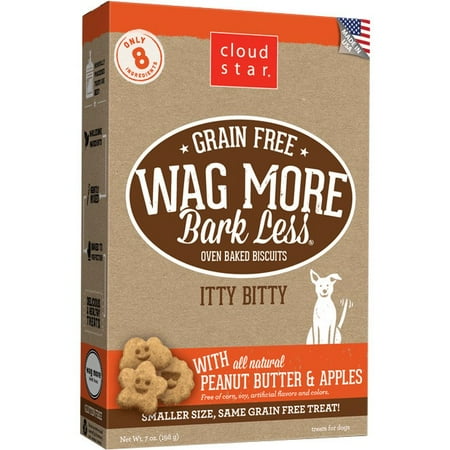 Itty Bitty Buddy Biscuits - Cloud Star Wag More Bark Less Oven-Baked Grain Free Itty Bitty: Peanut Butter & Apples