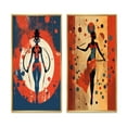 thumbnail image 2 of Designart "Kali, the Tantric Goddess Retro Illustration III" Hinduisim Framed Wall Art Set Of 2 - Traditional Orange Frame Gallery Set For Office Decor, 2 of 6