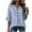 Blue 03, variant on T Shirts for Women Notched V‑Neck Wooden Button Elbow Ruffle Flare Sleeve Blouse, Solid Crinkled Textured Casual Top, Curved‑Hem Summer Shirt Blouses for Women
