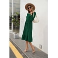 thumbnail image 3 of Square Neck Double Puff Long Sleeve Solid Color Dress for Women, 3 of 3