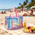 thumbnail image 5 of Colorful Clear Beach Bag for Women, Waterproof Sandproof Jelly Tote with Zipper, Large Spacious Pool Bag, Travel Tote for Beach Vacation Swimming, Stylish Durable Summer Tote Pink, 5 of 6