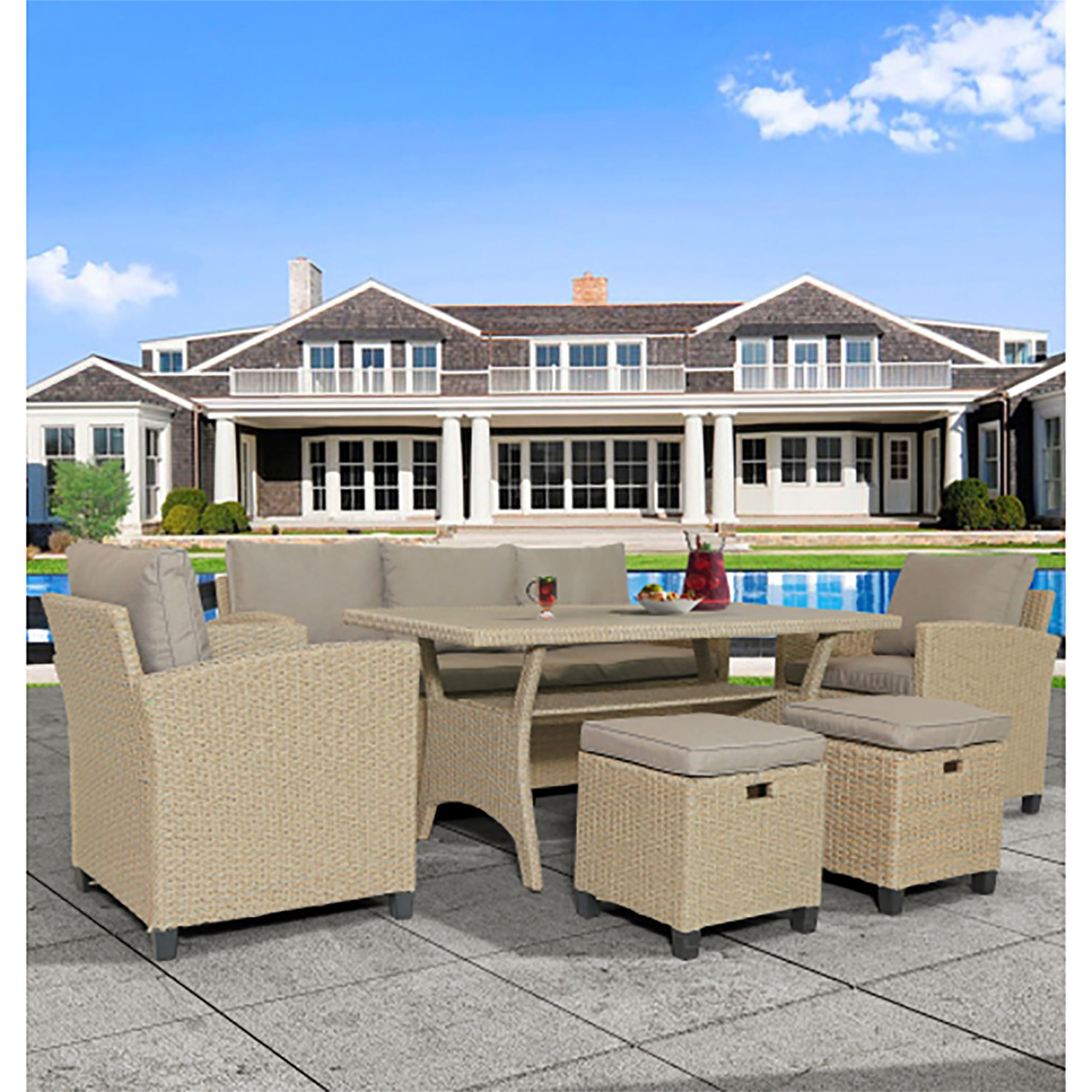 Kadyn Outdoor Patio Furniture Set, 6 Piece Combination Outdoor Patio Set Wicker Conversation Set Patio Sofa Table Set for Patio Backyard Lawn Porch Poolside Balcony, Brown Kadyn Outdoor Patio Furniture Set, 6 Piece Combination Outdoor Patio Set Wicker Conversation Set Patio Sofa Table Set for Patio Backyard Lawn Porch Poolside Balcony, Brown