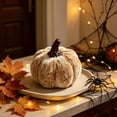 thumbnail image 4 of Dvumao 3.7 in Velvet Fabric Pumpkin, Faux Pumpkin for Halloween and Thanksgiving Centerpiece, Artificial Fall Pumpkin Decor, 4 of 7