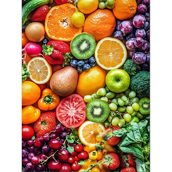Colorful Fruits Still Life Decoration Painting/Canvas Print， Suitable for Decorating Living Room， Kitchen， Dining Room， Restaurant， Cafe， Fruit Store， Bar and Studio.