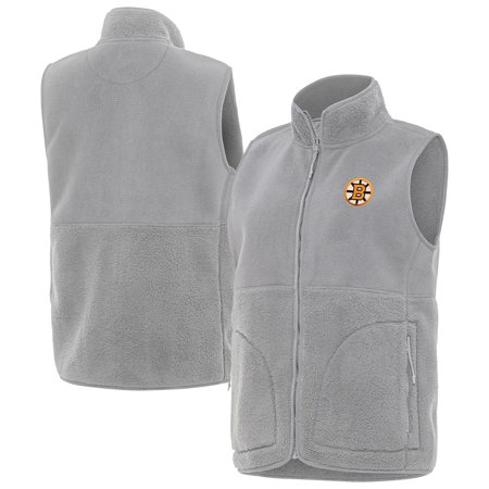 Women s Antigua Gray Boston Bruins Nostalgic Full-Zip Vest