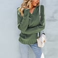 thumbnail image 2 of Women's V-Neck Sweater - Loose & Breathable Thermal Knit Top, Long Sleeve Pullover in Winter Green, Size L, 2 of 7