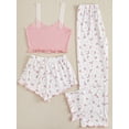 thumbnail image 5 of Women‘s Lace Trim Cami Top And Floral Print Shorts & Long Pants Pajama Set, 5 of 7