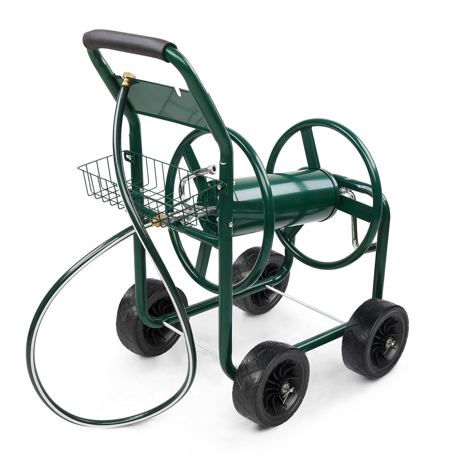 Ktaxon Heavy Duty 7.5in Steel Hose Reel Cart for Garden Outdoor Use, Large Capacity, Green