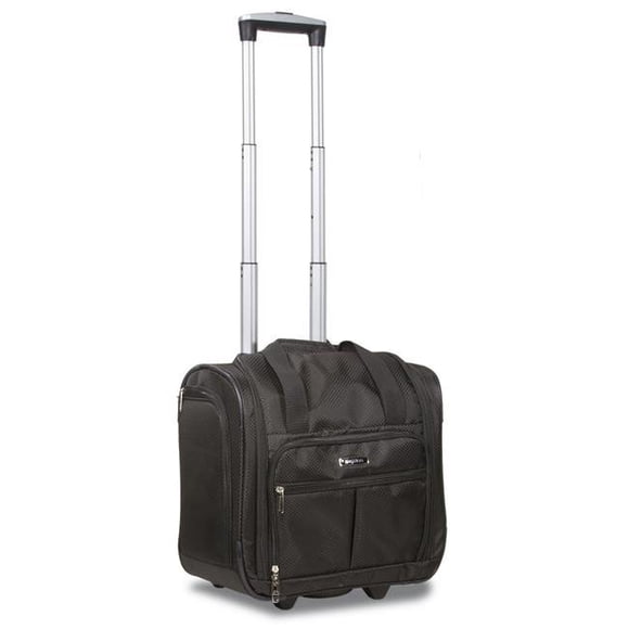 Dejuno 25PRT-15SB 15 in. Lightweight Wheeled Underseater Carry-On Luggage, Black