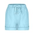 thumbnail image 6 of biudgviw Summer Shorts for Women Drawstring Wide Leg Shorts Rolled Hem Plus Size High Waisted Bermuda Shorts with Pockets, 6 of 7