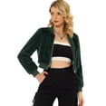thumbnail image 1 of Abrigos Allegra K chaqueta de bombardero de piel sintética con cremallera de manga larga Verde oscuro L, 1 of 5