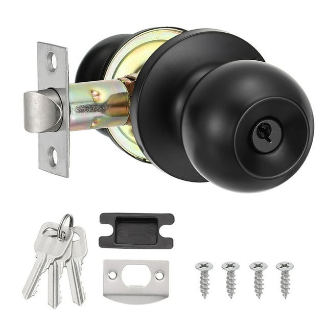 Unique Bargains Bouton de Porte d'Intimité, Serrure à Bouton de Porte avec Clés, Boutons de Porte Ronds à Boule pour Porte d'Entrée, Chambre et Salle de Bain, Alliage de Zinc