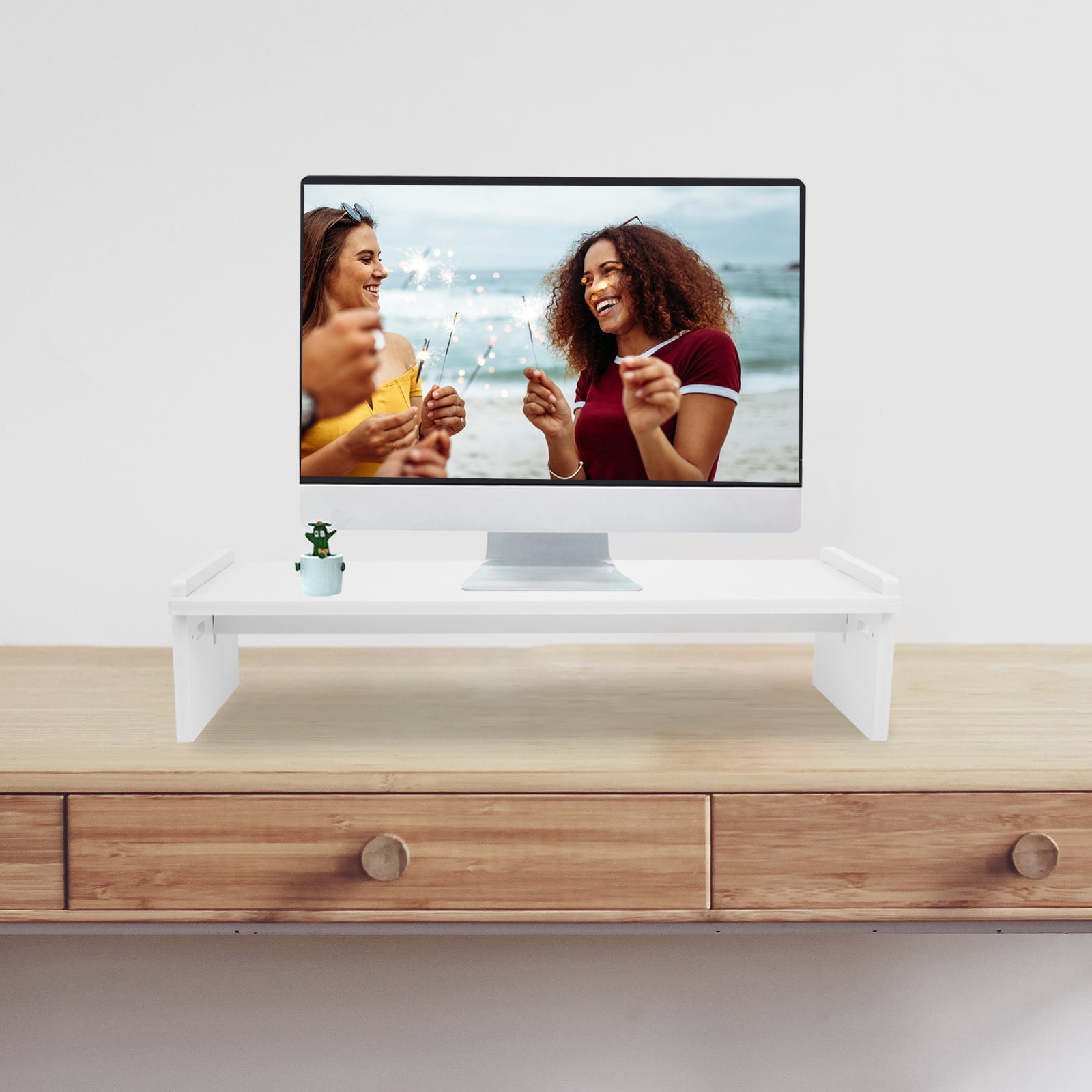 SEWOART White Computer Monitor Stand with Strong Resistance for Home Use Desktop Laptop Screen Riser