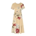 thumbnail image 3 of LOVZFMLL Robe Imprimée à Manches Courtes à Col Rond pour Femme Beige P, 3 of 4