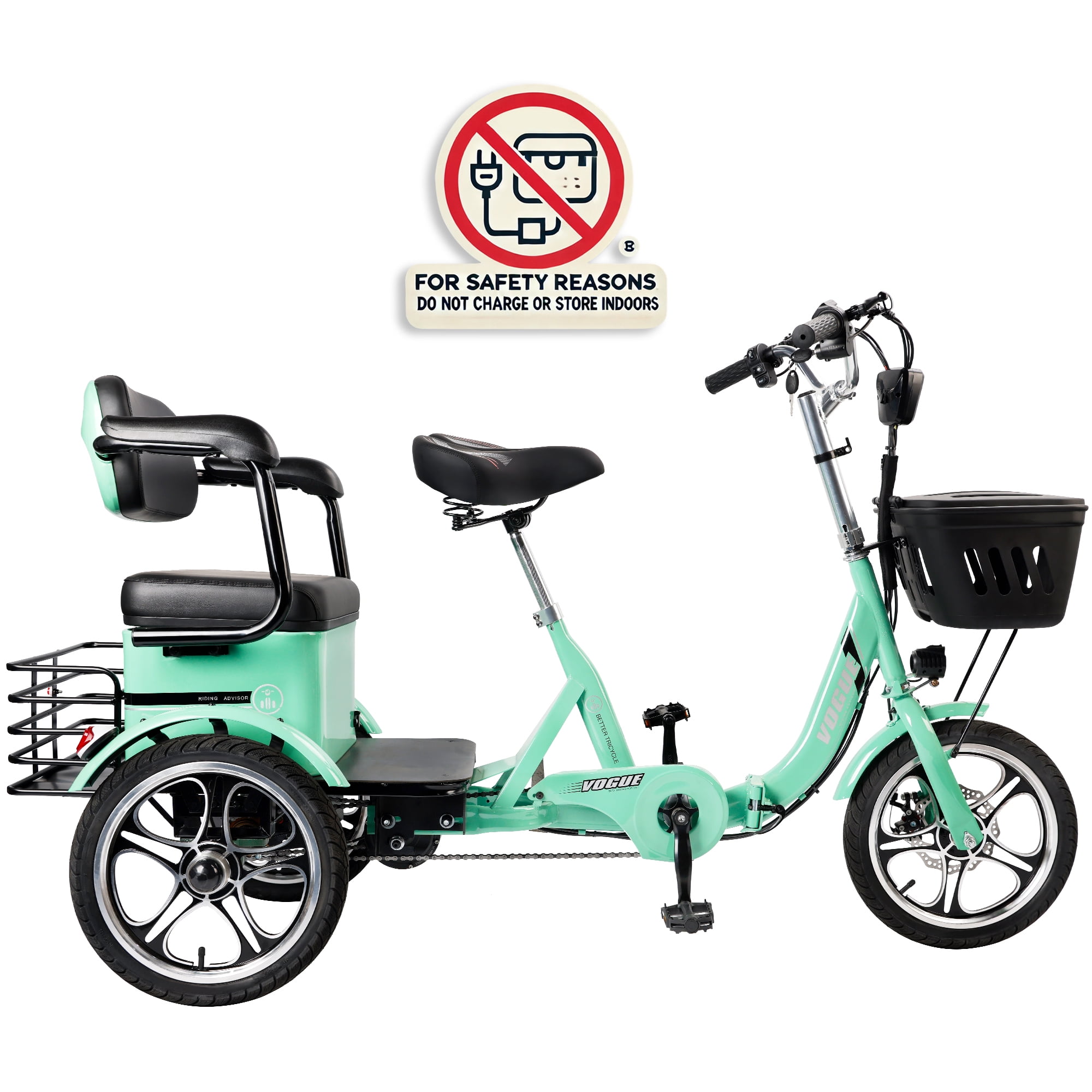 Triker Electric Bike, 400W Folding Trike Ebike, 3 Wheel Electric Bicycle, Up to 34 Miles, 16 Tire Tricycle for Adults, Green