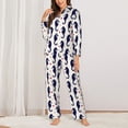 thumbnail image 2 of Xecao Seahorses and Hearts Print Women Pajamas Set Soft Sleepwear Pjs long Sleeve Button Down Nightwear with Long Pants, 2 of 6