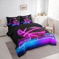 thumbnail image 3 of jejeloiu Baseball Game Lover 7pcs Bedding Comforter Set,Neon Pink Black Queen Bedding Sets For Boys Girls Reversible, 3 of 8