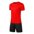 thumbnail image 4 of Avirosel Men's Workout Athletic Set Quick Dry Short Sleeve Round Neck Top and Mesh Drawstring Shorts Red, 4 of 6