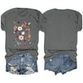 thumbnail image 3 of Camisetas de Verano de Mujer Pequeña Flor Impresa Cuello Redondo Manga Corta Superior, Verano Superior de las Mujeres, 3 of 4
