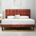 thumbnail image 1 of Queen Bed Frame, Queen Size Platform Bed With Fabric Upholstered Headboard, Red, 1 of 5