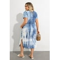 thumbnail image 3 of CASSIE LIZ Women's Plus Size Dress 4X Pocket V Neck Maxi T Shirt Dress Casual Blue White Tie Dye Short Sleeve Sundress Loose Fit Spring Summer Dress 4XL 24W 26W, 3 of 7
