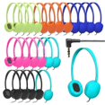 thumbnail image 1 of 24 pack wired headphones classroom compatible adjustable kids headphones bulk headphones compatible with school, 1 of 5