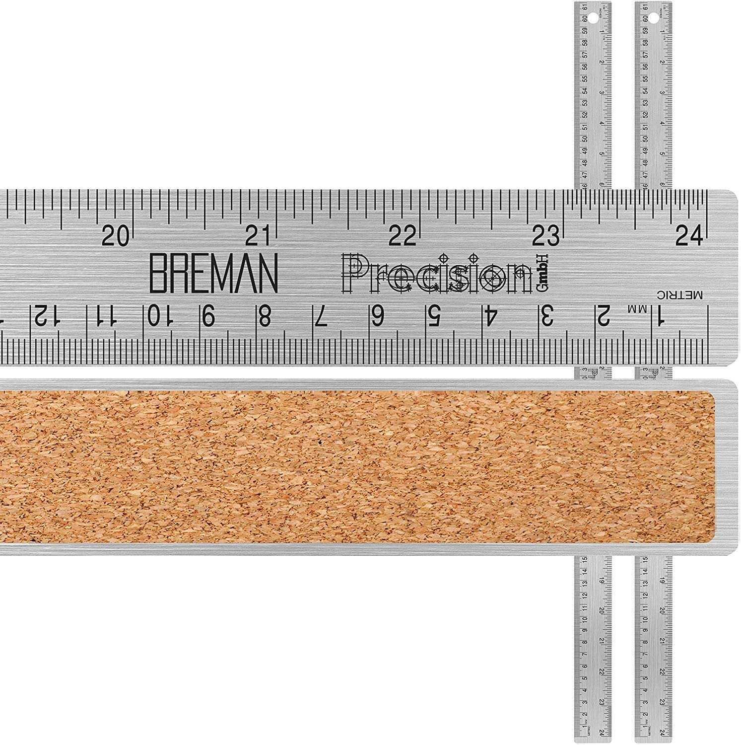 Breman Precision Stainless Steel 24 Inch Metal Rulers 2 Pack Straight