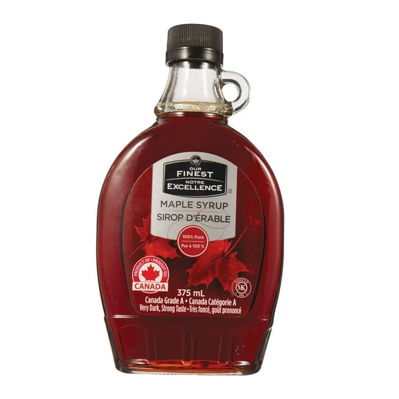 Our Finest 100% Pure Maple Syrup Canada Grade A Very Dark, Strong Taste, 375 mL
