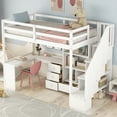 thumbnail image 2 of Bellemave Loft Bed with Desk and Stairs, Wood Twin Size Loft Beds Frame with 4 Sotage Drawers and 4 Shelves, High Loft Beds for BedRoom (White), 2 of 8