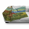 thumbnail image 3 of Dinosaur Soft Flannel Fleece Blanket, Flying Swimming and Land Dinosaurs with Lake and Mountains Dino Park Alive Theme, Cozy Plush for Indoor and Outdoor Use, 50" x 60", Multicolor, by Ambesonne, 3 of 6