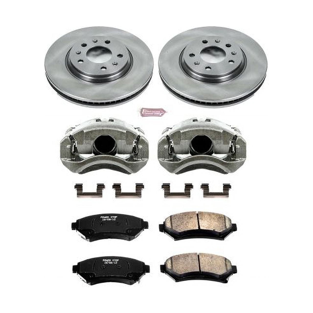 PowerStop Front Stock Replacement Brake Pad and Rotor Kit with Calipers Fits: CADILLAC Select Models KCOE2975