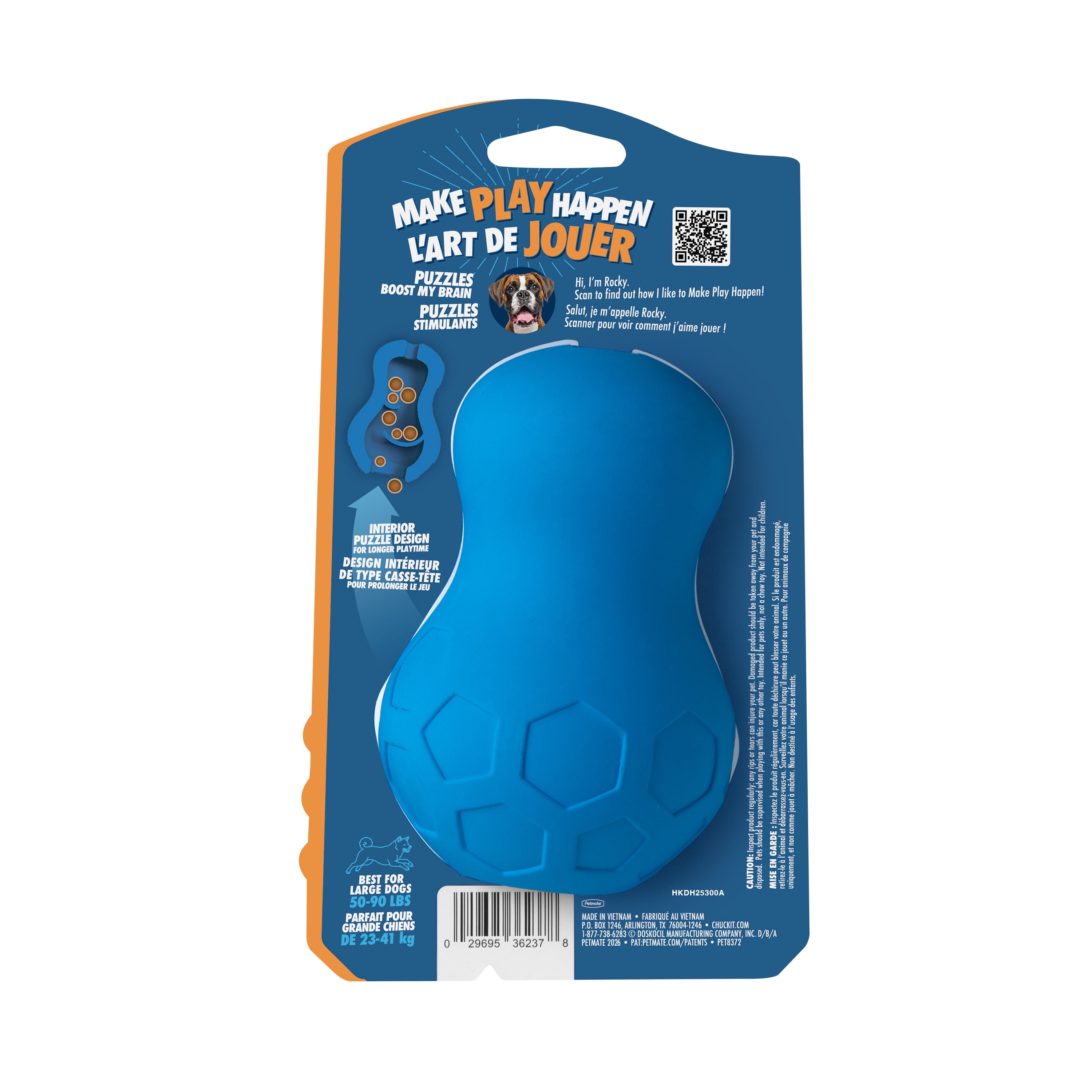 Chuckit! Tumble Teez Dog Treat Puzzle Toy, Large, Blue – Treat & Chew Puzzle Pod for Dogs 60–100 lb, Pack of 1