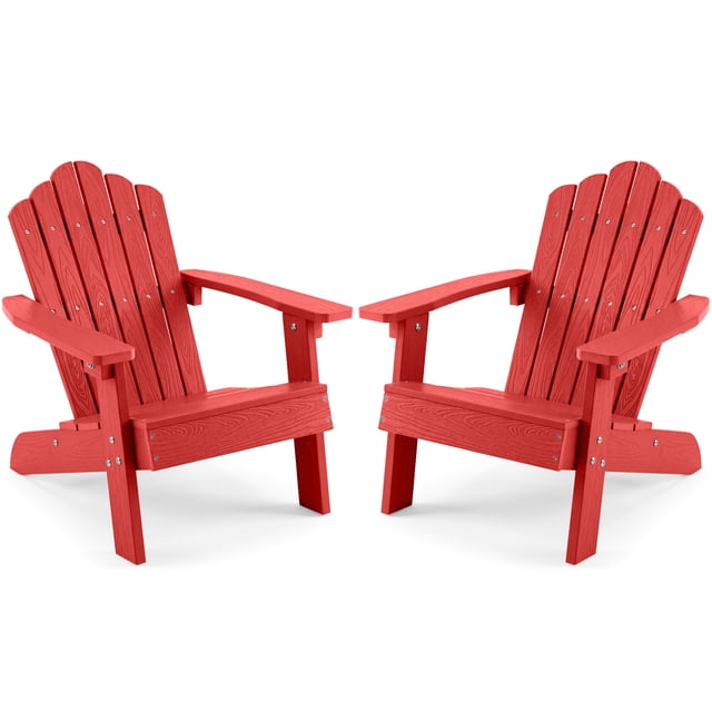 Gymax Chaise Adirondack pour Enfants Chaise d'Extérieur pour Enfants avec Dossier Haut Incliné Rouge