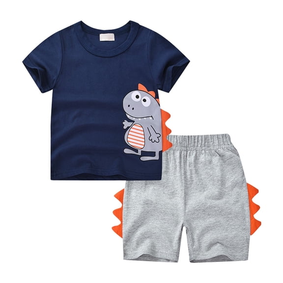NordicNest Baby Boy Clothes Toddler Boy Clothes Summer Outfits Dinosaur T-Shirt Pocket Short Pants Set