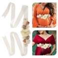 thumbnail image 3 of KAKOWELY 2 fajas florales de maternidad para novia, cinta para el vientre, para boda, embarazada, baby shower, fiesta, sesión de fotos, color beige, 3 of 4