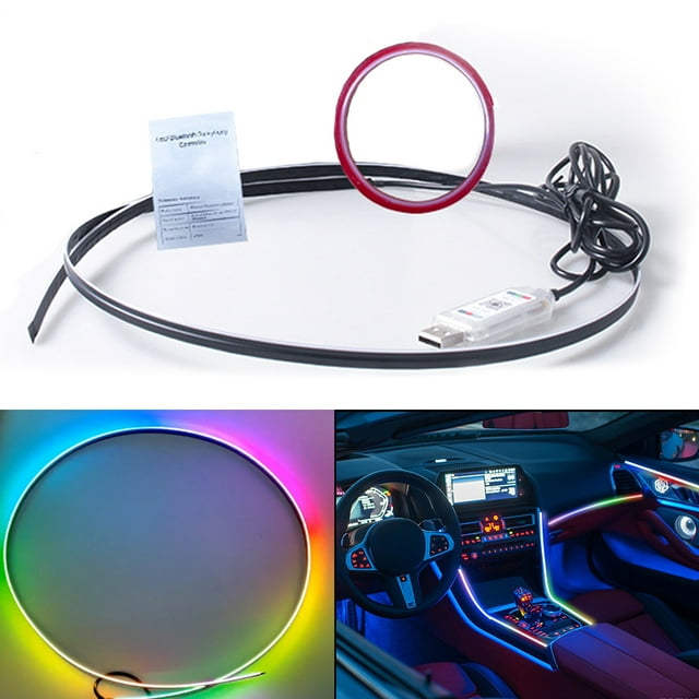 Tignapoo Éclairage de Voiture Multicolore Alimenté par Usb avec Synchronisation Musicale, Application et Télécommande, Longueur 1,1m, Installation Facile pour Tableau de Bord et Décoration Intérieure