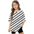 thumbnail image 5 of AUNVITO Girls Short Sleeve T shirt Kids Summer Oversized Polka Dots Crew Neck Tops Casual Basic Tee 5-14Years, 5 of 5